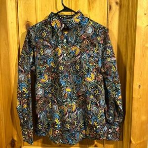 Lands' End Multicolor Paisley Button Down Shirt